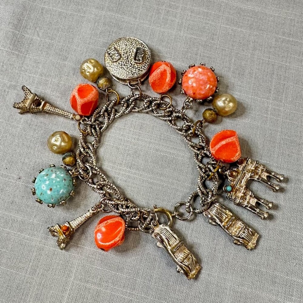 Vintage RARE 60s Boho Paris Charm Bracelet